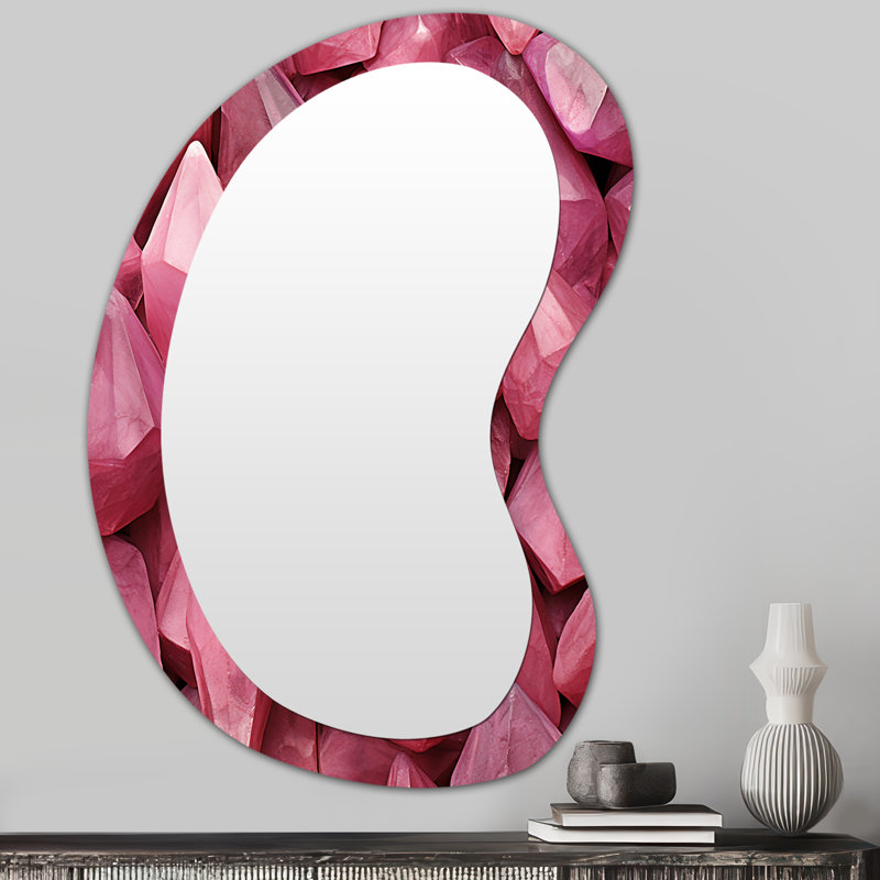 Ericanicole rose pierres précieuses fusion I - formes abstraites de forme irrégulière, miroir mural, miroir asymétrique moderne, impression sur métal
