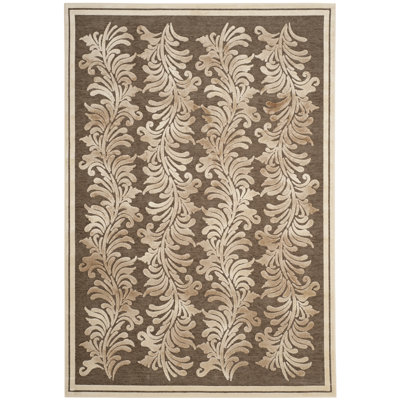 Tapis floral beige / brun Plume