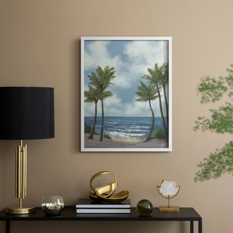 Coastal Palm Tree II Framed Print - Solid Wood, 30" H x 24" W, White