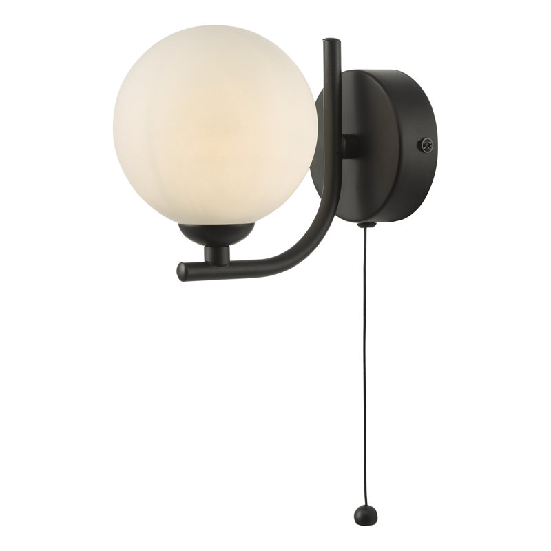 Wall Light, Opal Glass, Satin Black