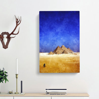 Camel By The Pyramids Of Giza - Wrapped Canvas Painting