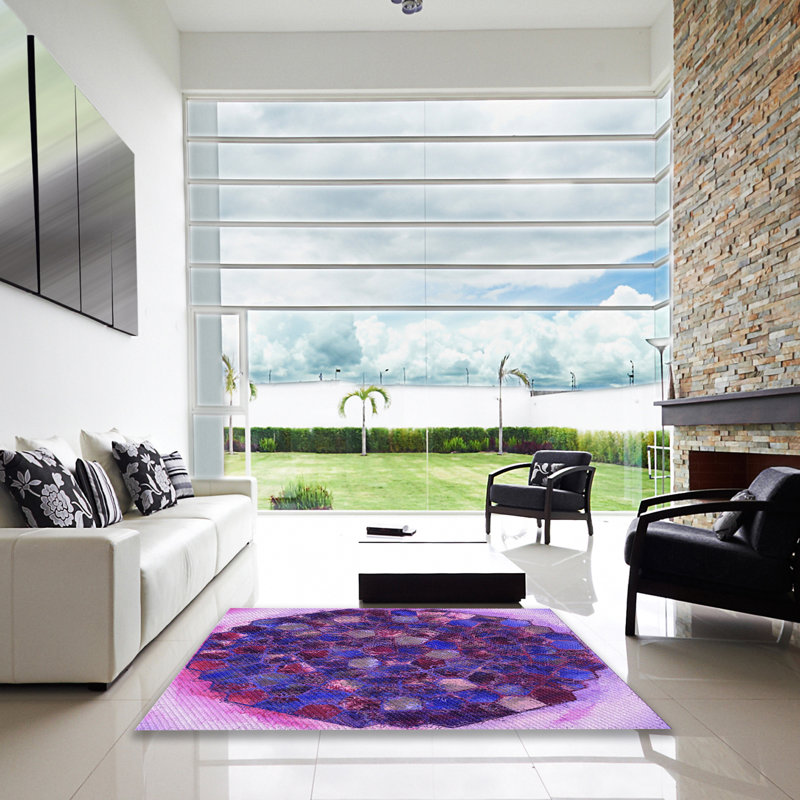 Tapis mauve en laine, Carré 4 pi