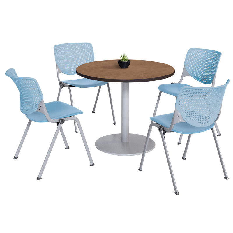 Ensemble de table de salle à manger avec 4 chaises empilables Kool Mode, H 29 po x L 42 po x l 42 po, Cerise / bleu marine