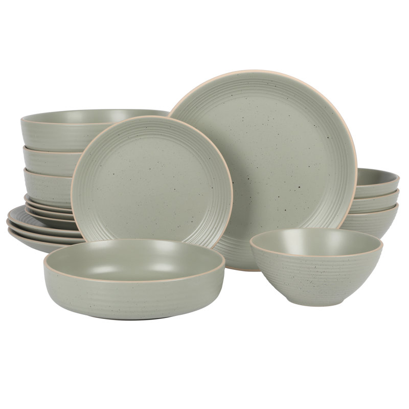 Service de table en grès Gibson Home - Service pour 4, Vert sauge
