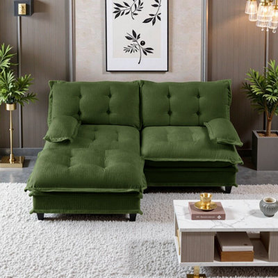 77" Modular Cloud Sectional Sofa With Ottoman, Deep Seat Chenille Upholstered Flexible Design