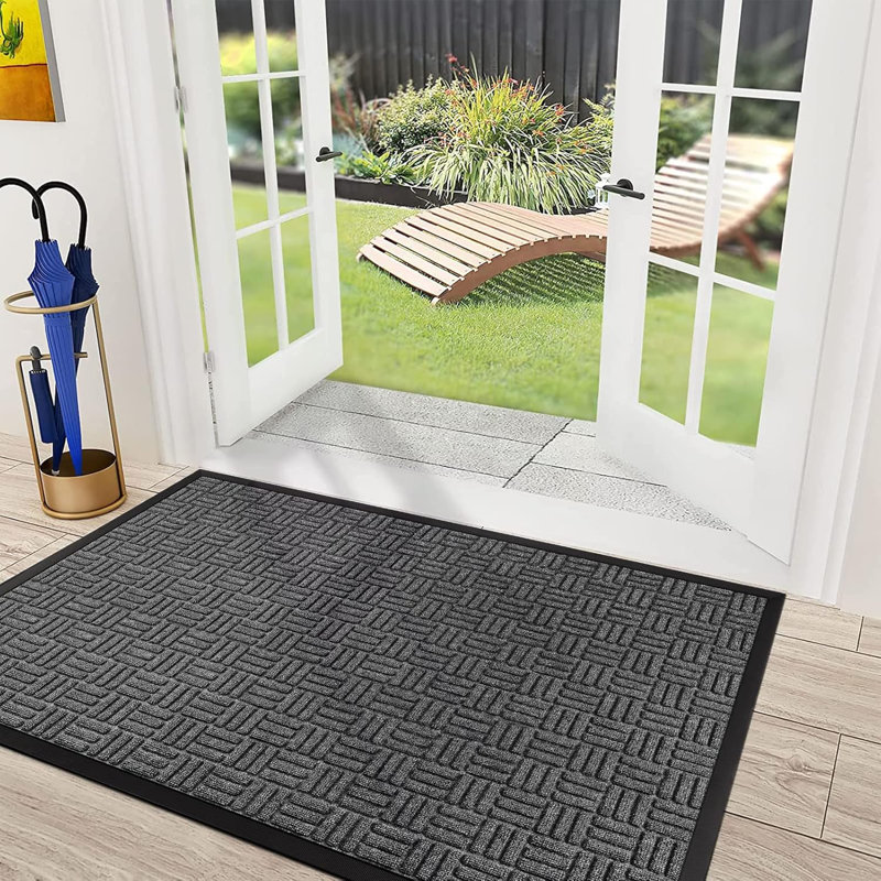 Heavy Duty Durable Door Mat for Outdoor Indoor, Grey, 36"x61.5"
