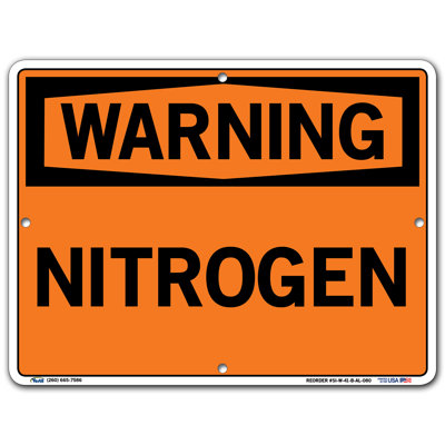 Nitrogen Warning Sign -  Vestil, SI-W-41-B-AL-080