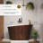 CASAINC 51" Solid Surface Freestanding Soaking Bathtub With Wooden Pattern