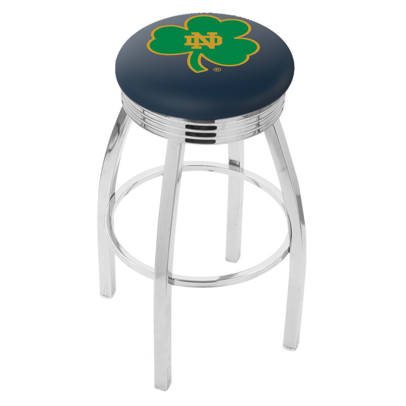 Tabouret de bar Logo Series, Tabouret de bar d'une hauteur de siège de 30 po, Noir soudé uni, Notre Dame (trèfle)