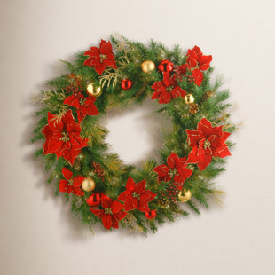 National Tree Company 36in. Decorative Collection Home Spun Wreath with Clear Lights