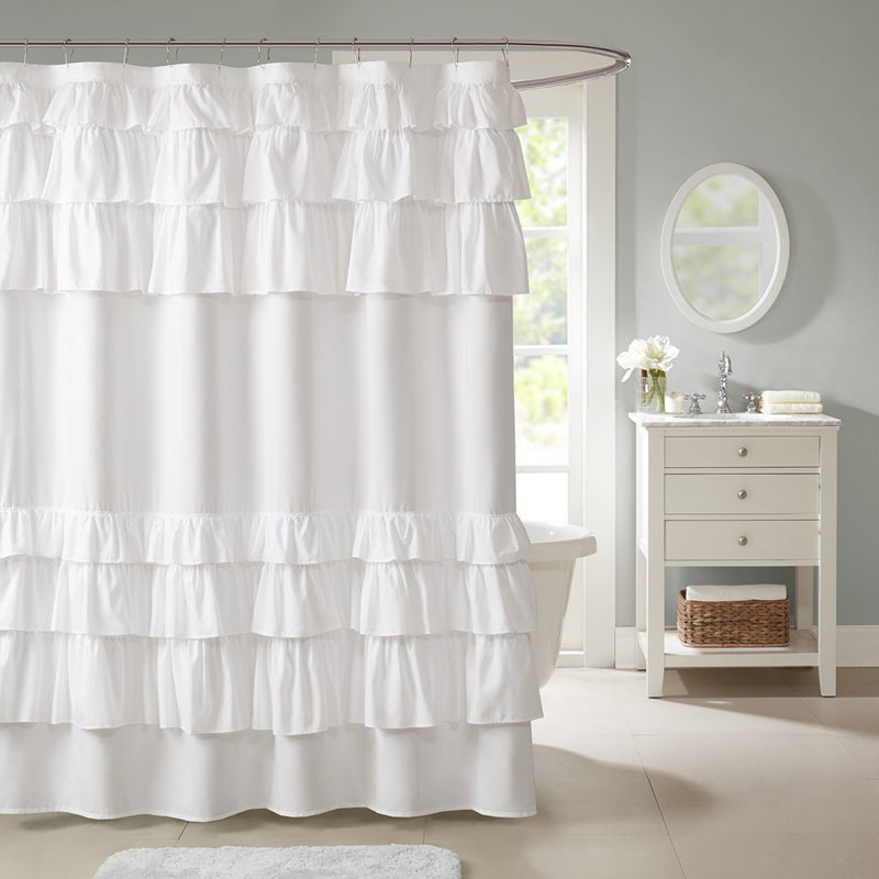 Rideau de douche blanc, rideaux de douche à dessus uni pour salle de bain, 72 x 72, blanc
