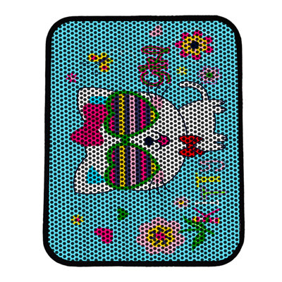 Tapis pour litière de qualité supérieure, 18 po x 24 po | 50% PVC / 50% polyester, lavable à la machine et passer l'aspirateur | Conception durable et facile à nettoyer pour les propriétaires d'animaux de compagnie | Protégez vos planchers des dégâts de la litière