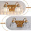 Applique murale 2 lumières Mid-Century en verre de cristal, luminaire de salle de bain mat rétro-128971908