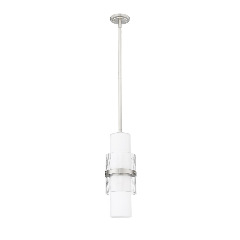 Luminaire suspendu cylindrique à 1 lumière Bryelle, Nickel brossé