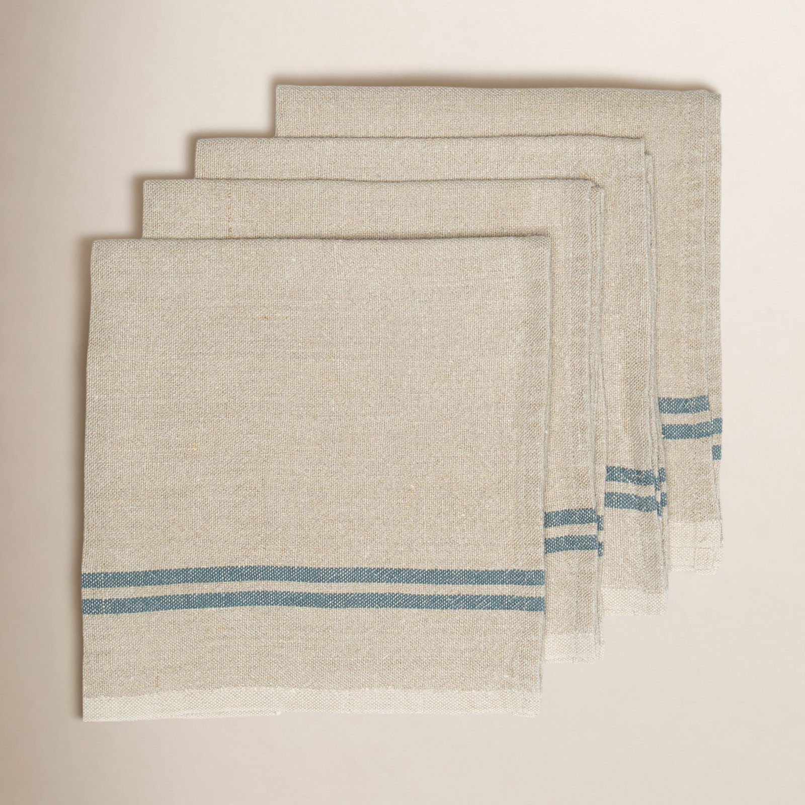 Reversible Linen Napkin, Natural/Blue