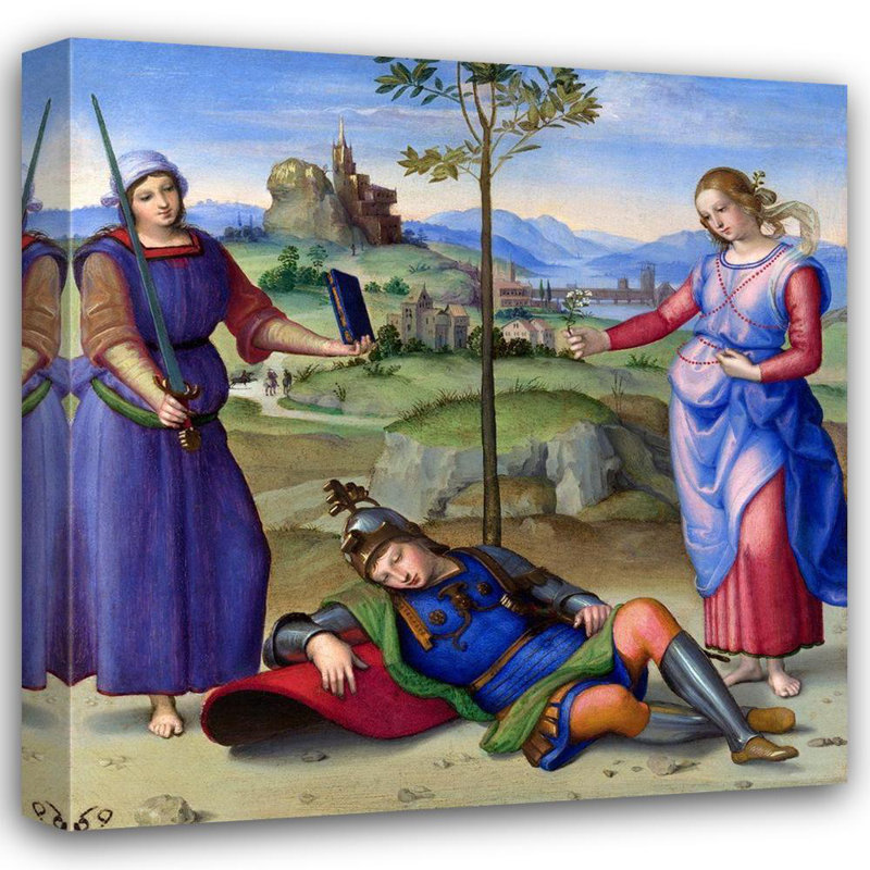 Art sur toile tendue Astoria Grand Raphael, "Allégorie, vision d'un chevalier", H 37 po x l 36 po