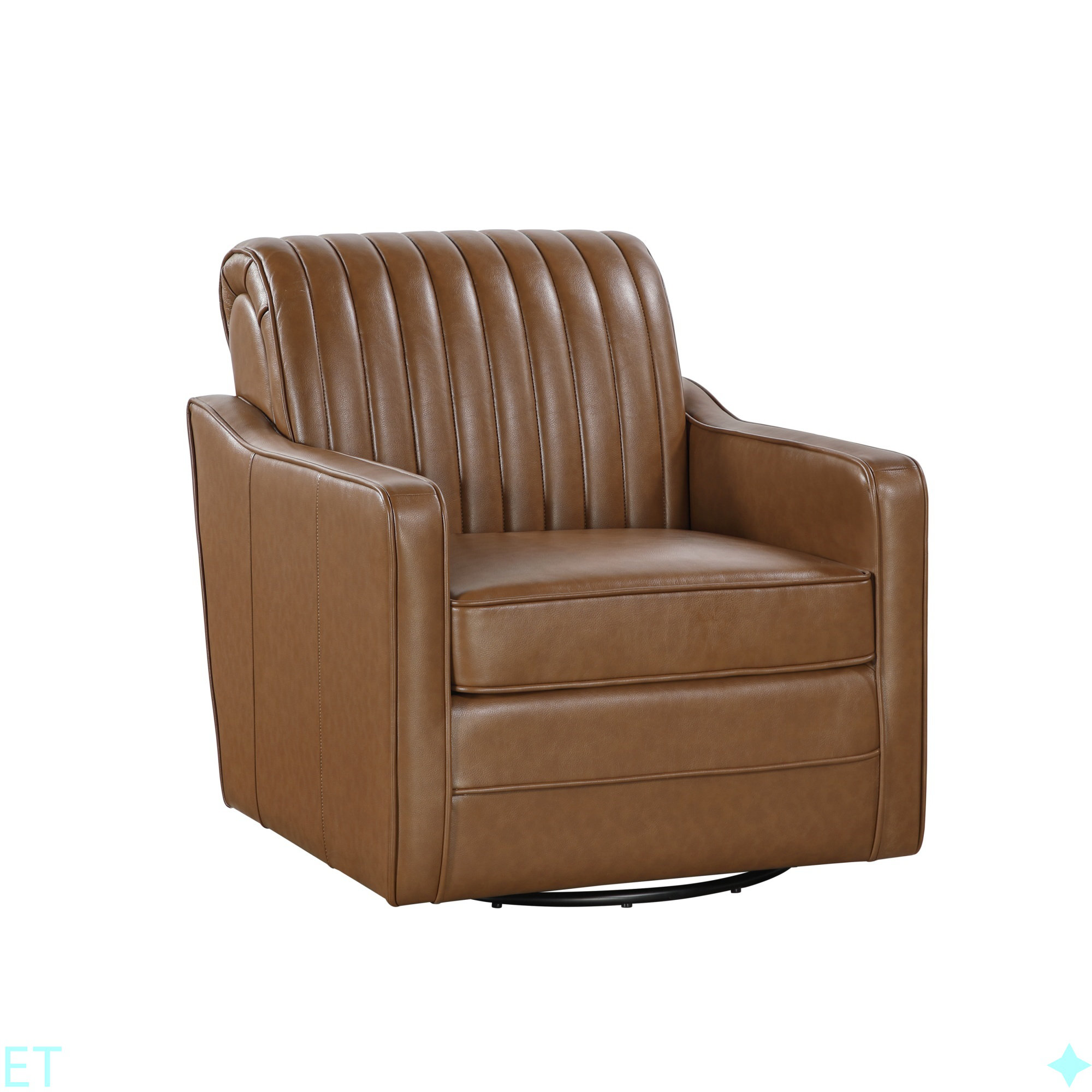 Latitude Run® Luxurious Brown Swivel Chair Breathable Faux Leather ...