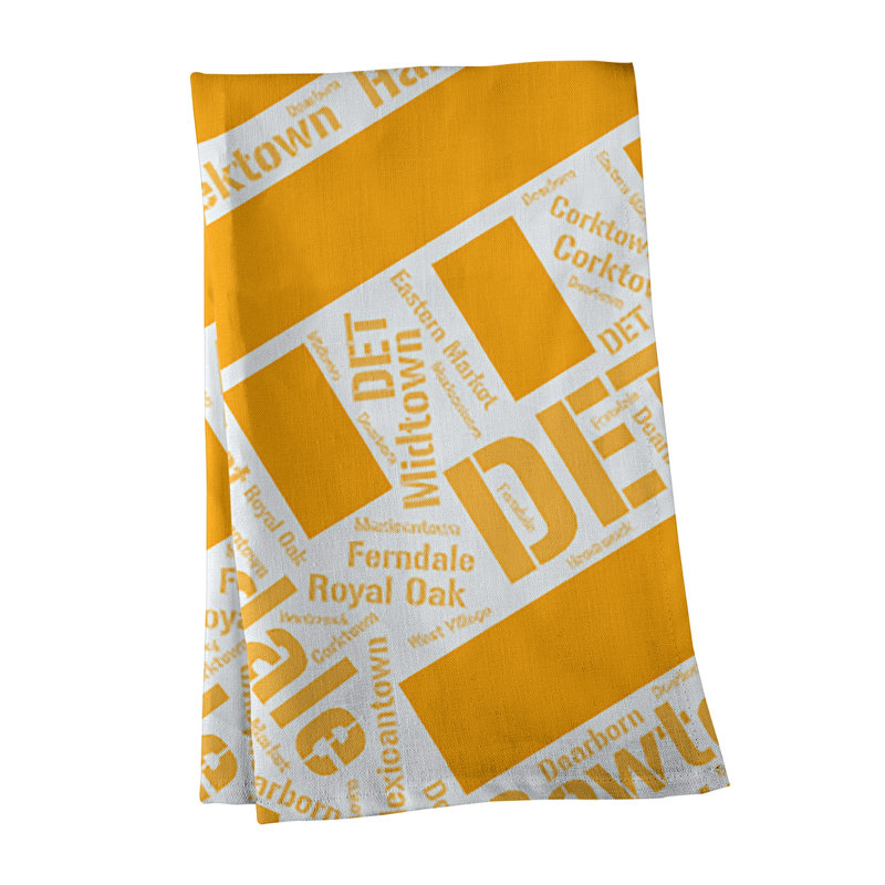 Cotton Tea Towel Kitchen Towel, Red, Detroit