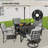 Ivyglow 5-Piece Black Metal Patio Dining Set With Square Table, 2 Swivel Dining Chairs And Gray Cushions-122878455