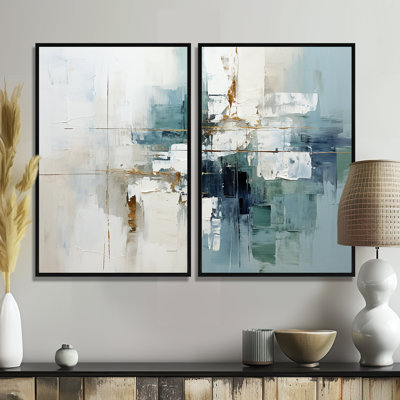 Clayten - ensemble de 2 impressions sur toile bleu sarcelle