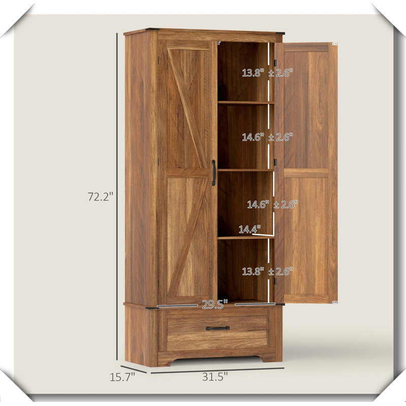 Kitchen Pantry Cabinet Adjustable Shelves Sturdy Anti-Tipping Design