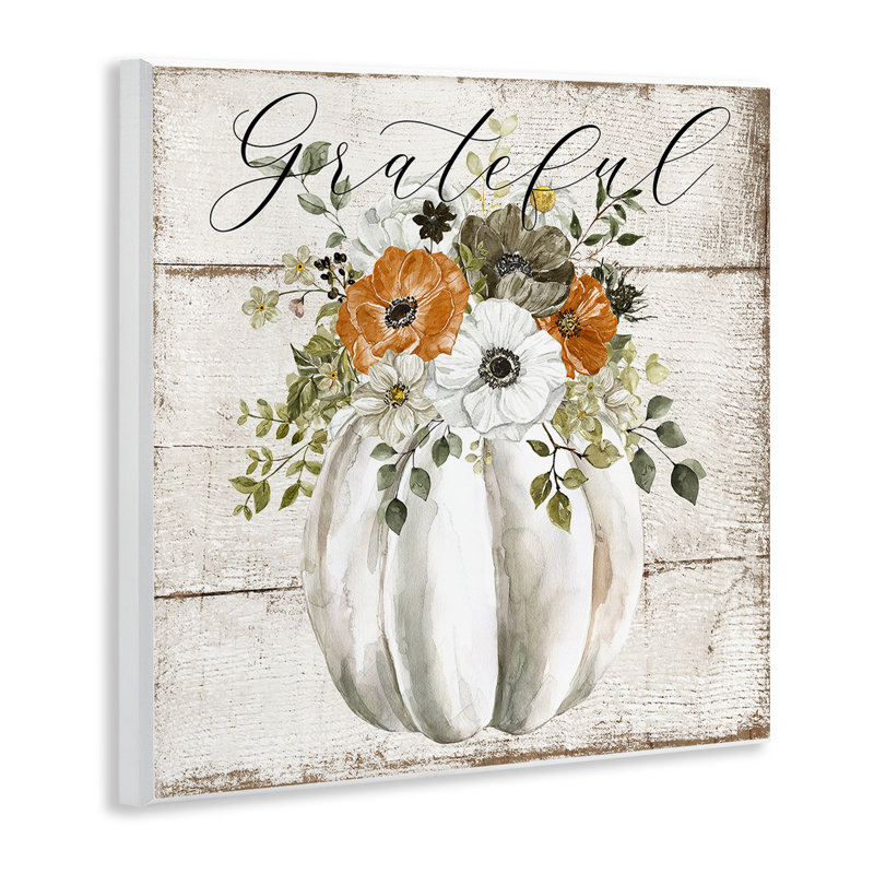 Art de giclée encadrée de citrouille florale reconnaissante par LSR Design Studio