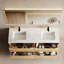 Meuble-lavabo double 60 po en chêne naturel avec plateau en pierre reconstituée 60 po-1203789150