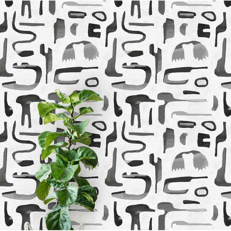 Susan Hable Abstract Wallpaper by Susan Hable, Gray/White