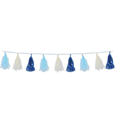 Tinsel bleu pampille blanc 8 pi