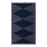 Tapis bleu marine en coton tissé à plat à la main Jordee