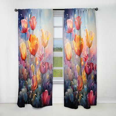Tulipes célestes multicolores Sartori la nuit I - Rideau traditionnel en velours - obscurcissant - 1 panneau