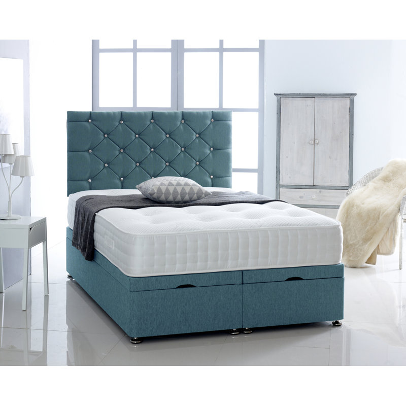 Fidler Upholstered Ottoman Storage Bed, Single (3'), Teal