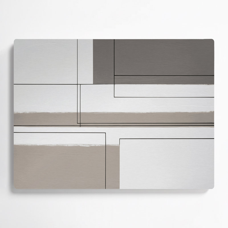 Minimalisme 17, art mural gris en métal, H 12 po x l 18 po
