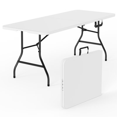 6FT Plastic Folding Table, Portable Picnic Table Outdoor and Indoor, Handle