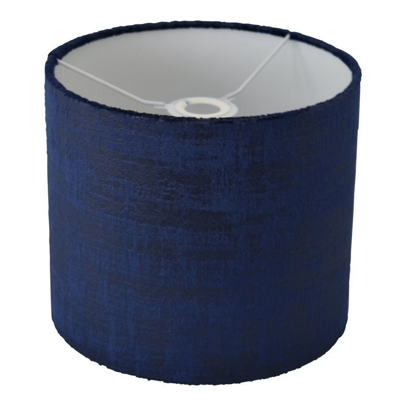 Drum Velvet Lamp Shade ( Uno ), 25cm H x 40cm W x 40cm D, Indigo Blue