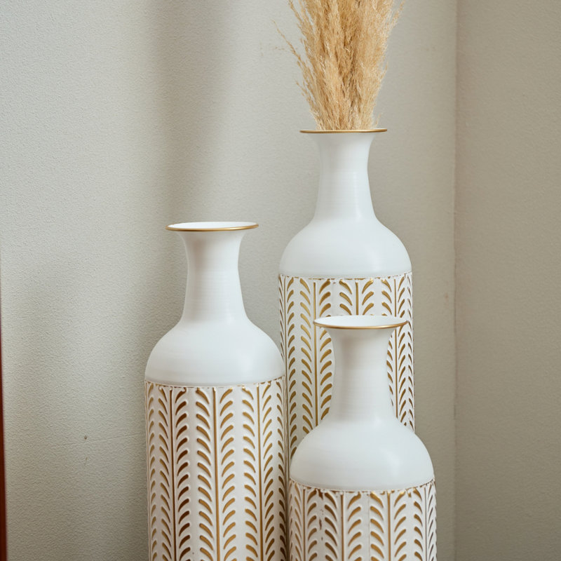 Vase de style moderne, vase en métal 3 pièces pour la maison