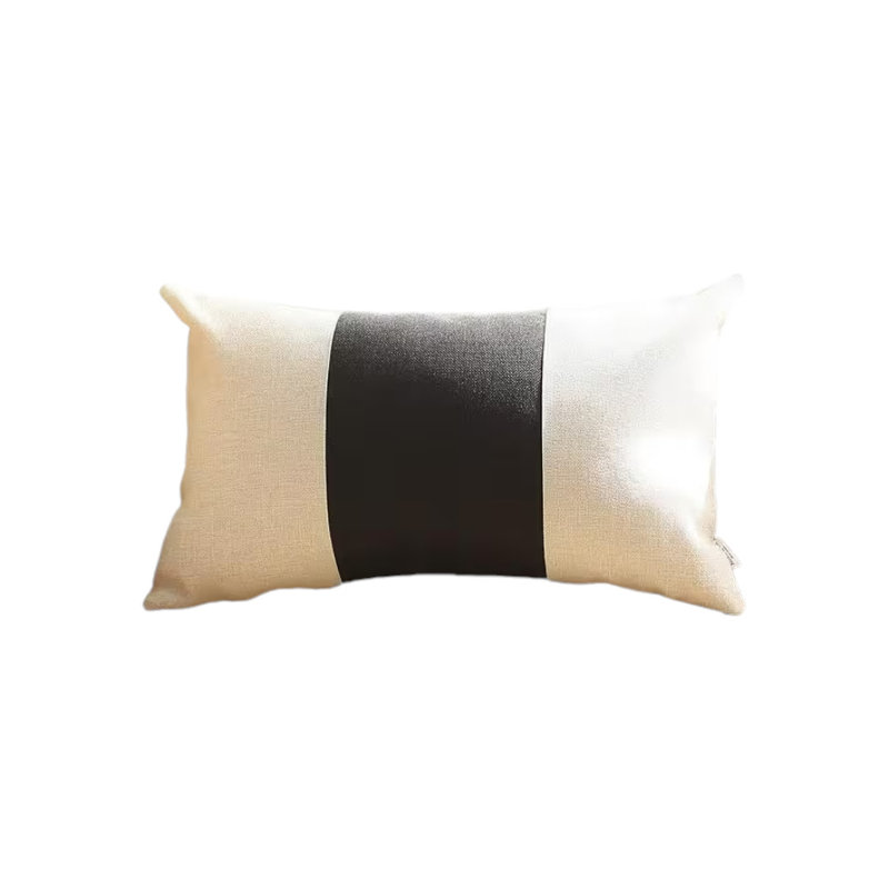 Striped Lumbar Throw Pillow, White/Blue, 12"H x 20"W, Polyester