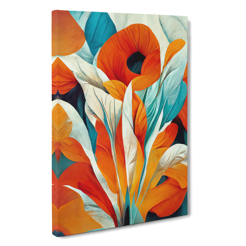 Pretty Abstract Flowers No.3 - Wall Art, Wrapped Canvas, 60cm H x 40cm W, No Matte