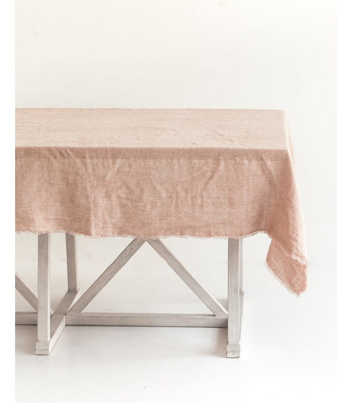 Stone Washed Linen Tablecloth, Pink
