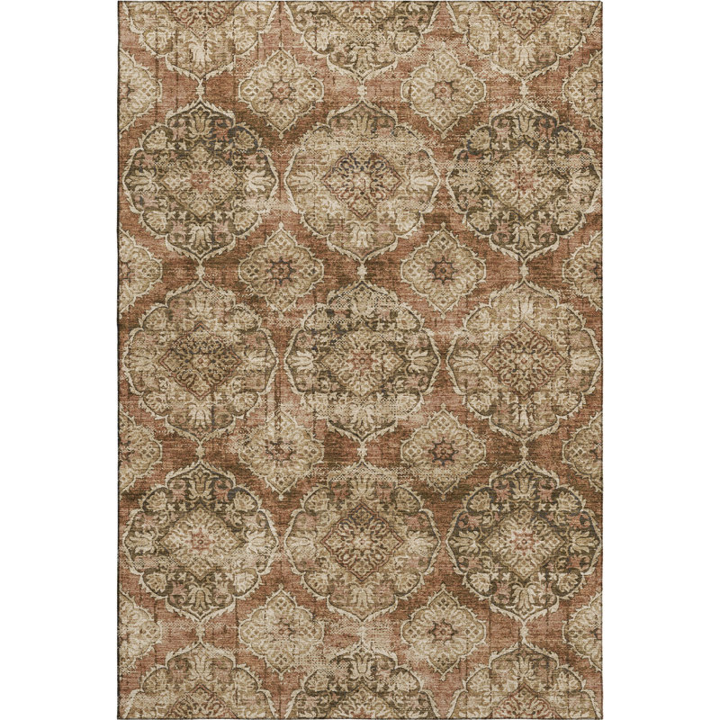 Premium Machine Washable Mayfield AMF2196 panel Rug, 8' x 10', Paprika