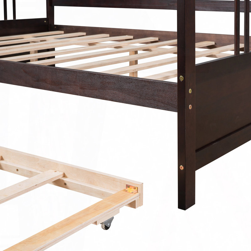 Daybed Wood Bed With Trundle, Gray, Full