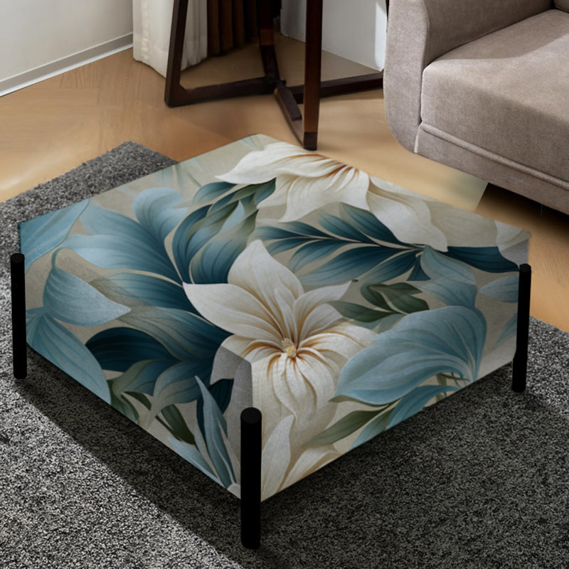 Coastal Symphony Tropical motif II - grand repose-pieds carré tropical