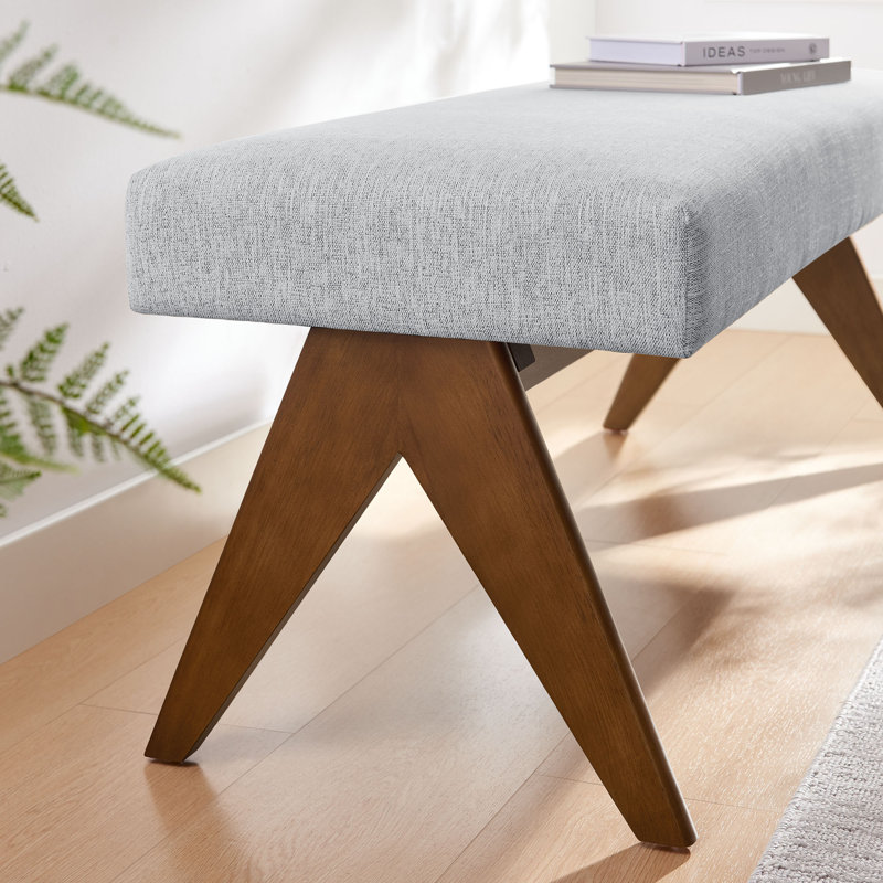 Lyra Fabric Upholstered Bench, Light Gray, 18.50"H x 47"W x 18"D