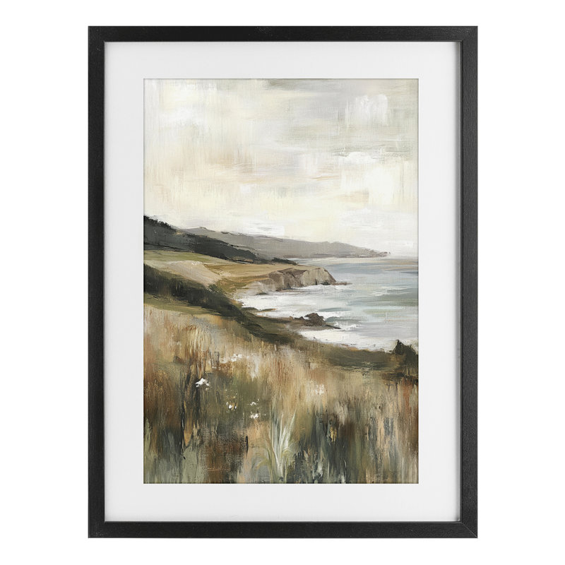 «Northern Coast Cliffside», reproduction d'art sous verre encadrée par Petal Prints Design, 20 x 14