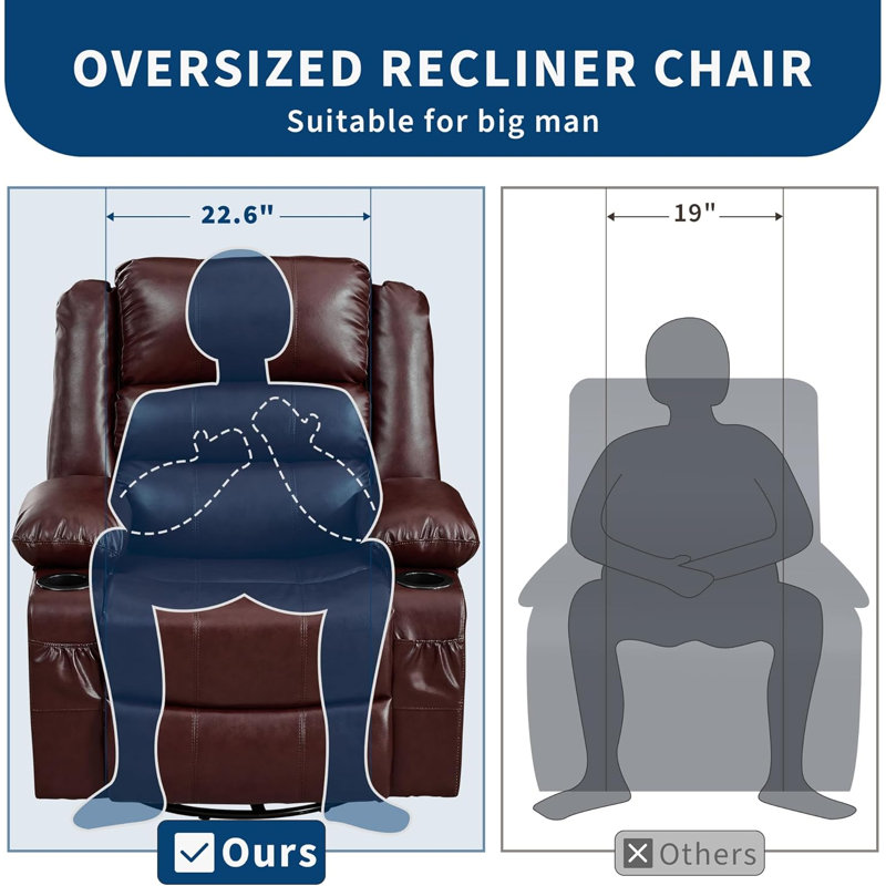 Chaise berçante inclinable pour adultes, polyuréthane, Simili cuir brun clair