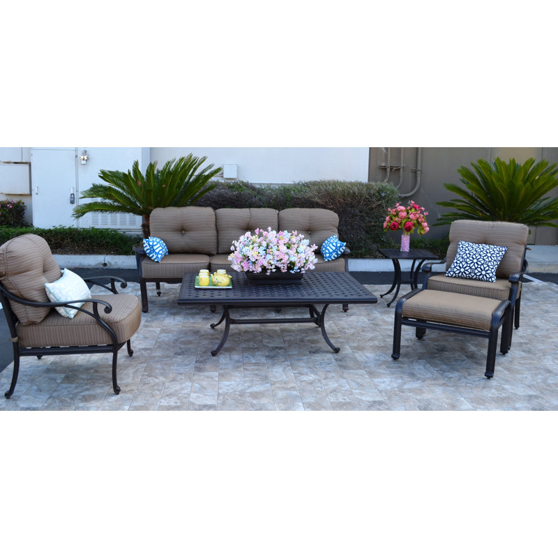 Nola 5 - Person Patio Conversation Set with Cushions, Olefin Walnut