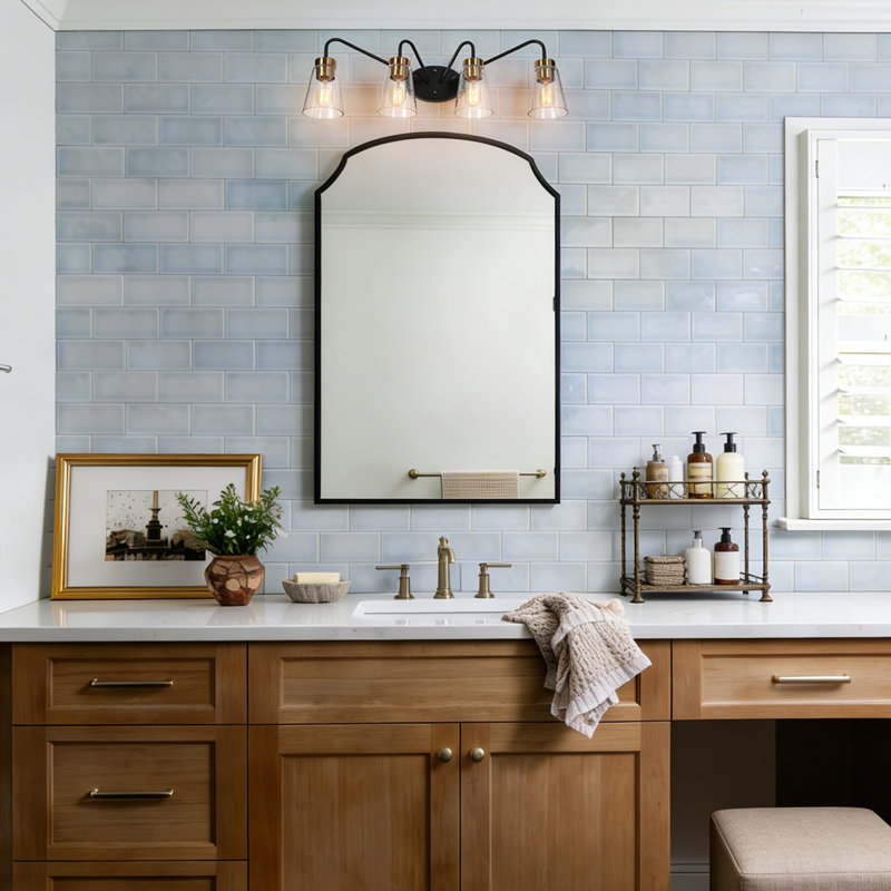 Éclairage de salle de bain moderne à 4 lumières à intensité variable noir / laiton Mylor
