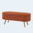 Oval Boucle Storage Ottoman Bench with Safety Hinge and Wood Legs, Orange-646737710