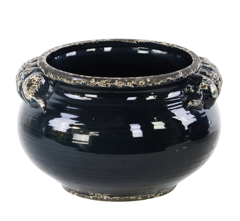 Lepley Ceramic Pot Planter, 6" H x 9" W x 9" D, Gloss Gray