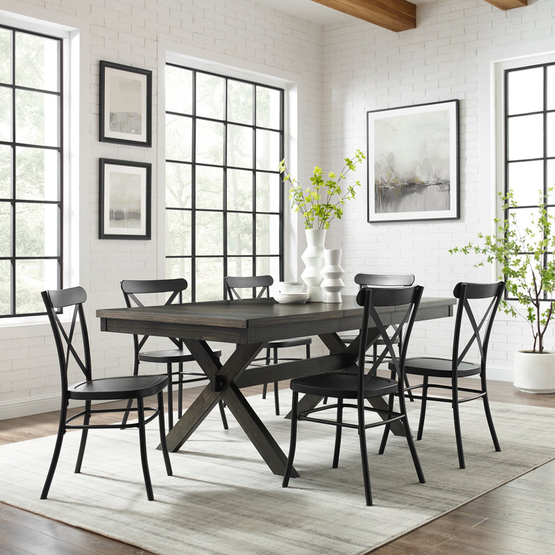 Ensemble de salle à manger Dunblane avec chaises en métal, 7 pièces : table, 6 chaises